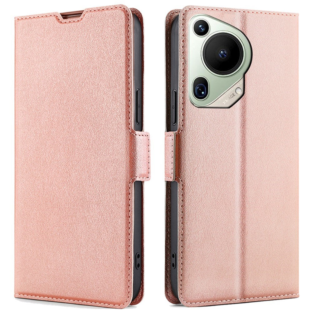 EIDERWOOD Huawei Pura 70 Ultra Fodral i Konstläder med Korthållare och Ståfunktion - Rose Gold