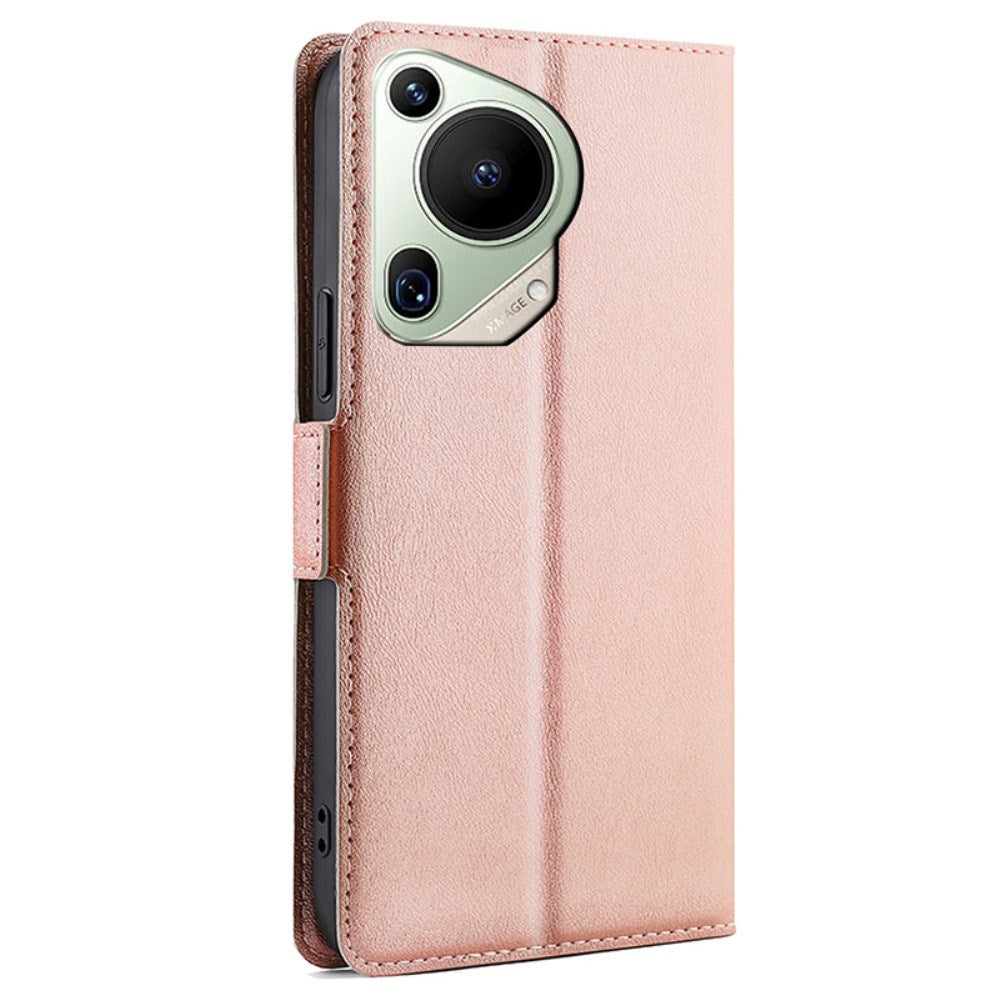 EIDERWOOD Huawei Pura 70 Ultra Fodral i Konstläder med Korthållare och Ståfunktion - Rose Gold