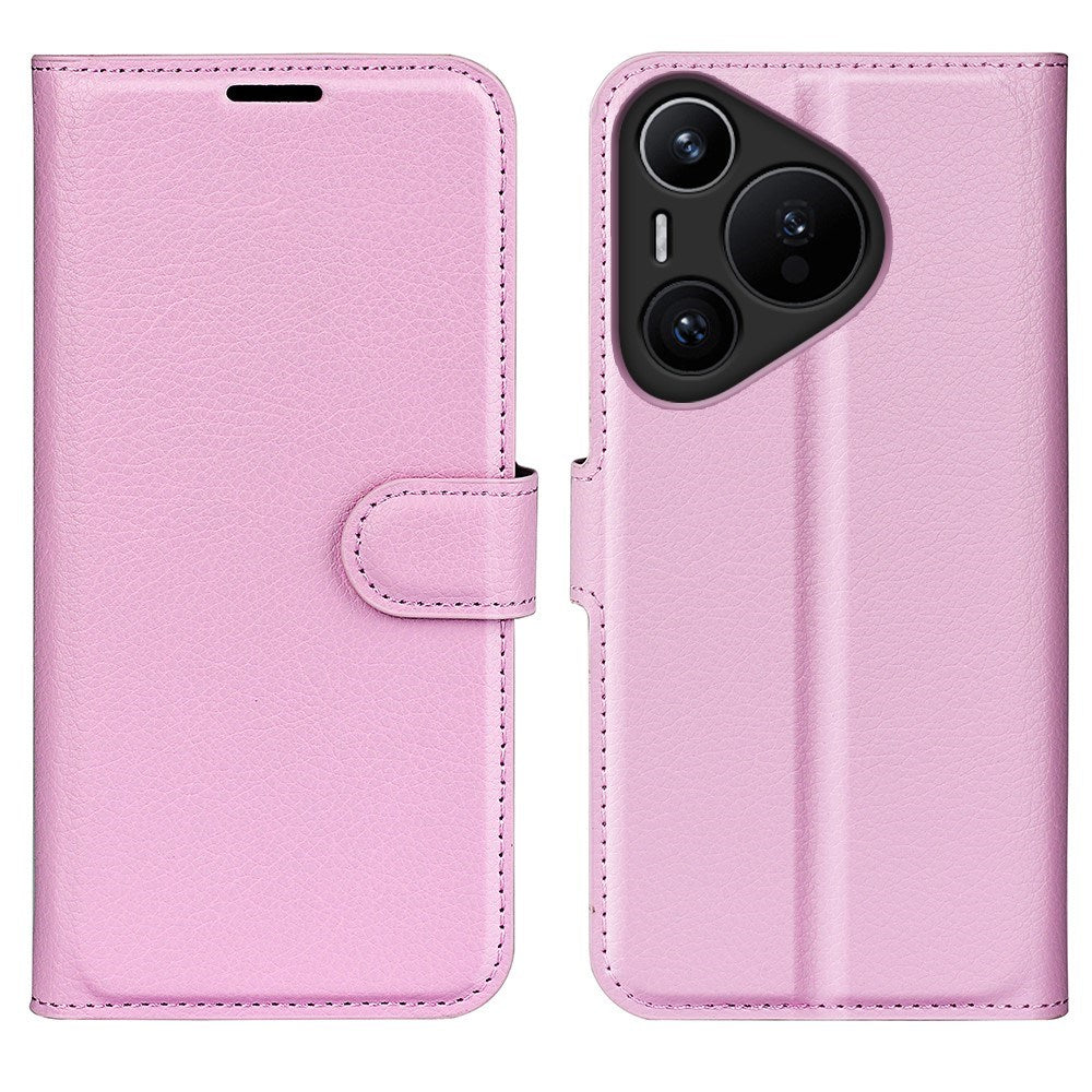 EIDERWOOD Huawei Pura 70 Konstläder Flip Fodral m. Korthållare & Ställfunktion - Rosa
