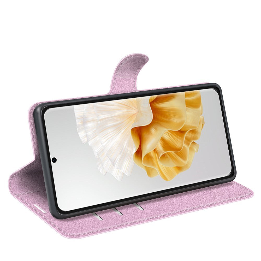 EIDERWOOD Huawei Pura 70 Konstläder Flip Fodral m. Korthållare & Ställfunktion - Rosa