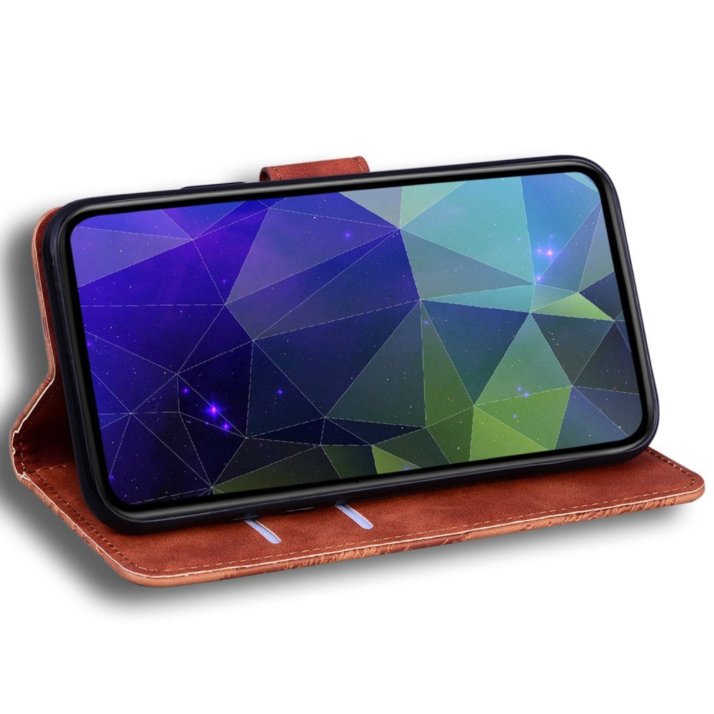 EIDERWOOD iPhone 16e Konstläder Fodral med Plånbok Stativfunktion - Brun