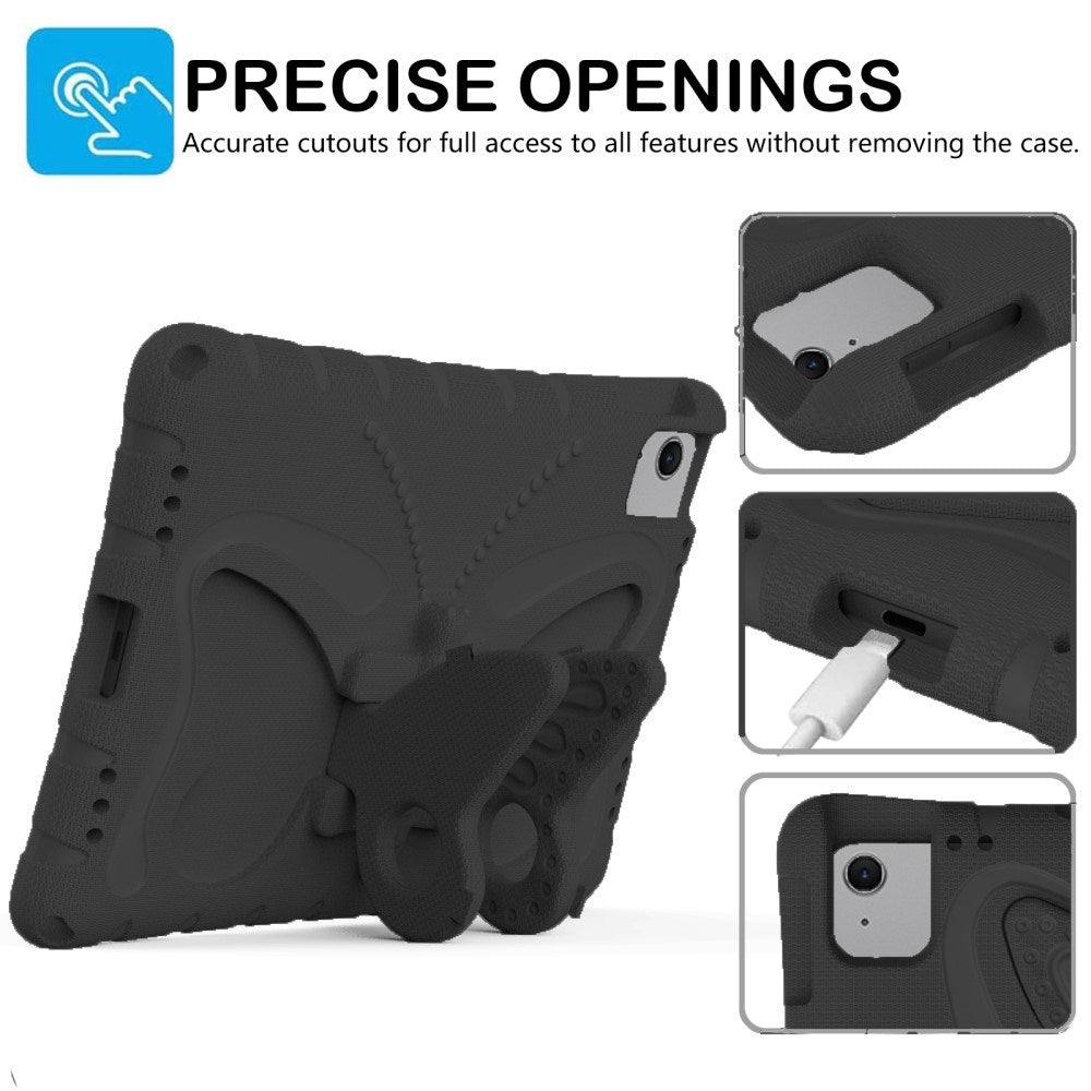 EIDERWOOD iPad Air 11" (2025 / 2024) Barnskal med Stativfunktion - Fjäril - Svart