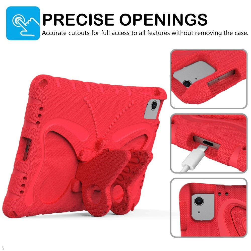 EIDERWOOD iPad Air 11" (2025 / 2024) Barnskal med Stativfunktion - Fjäril - Röd