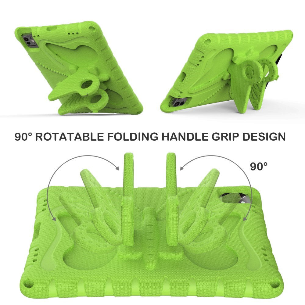 EIDERWOOD iPad Pro 11" (2025 / 2024) Barnskal med Stativfunktion - Fjäril - Grön