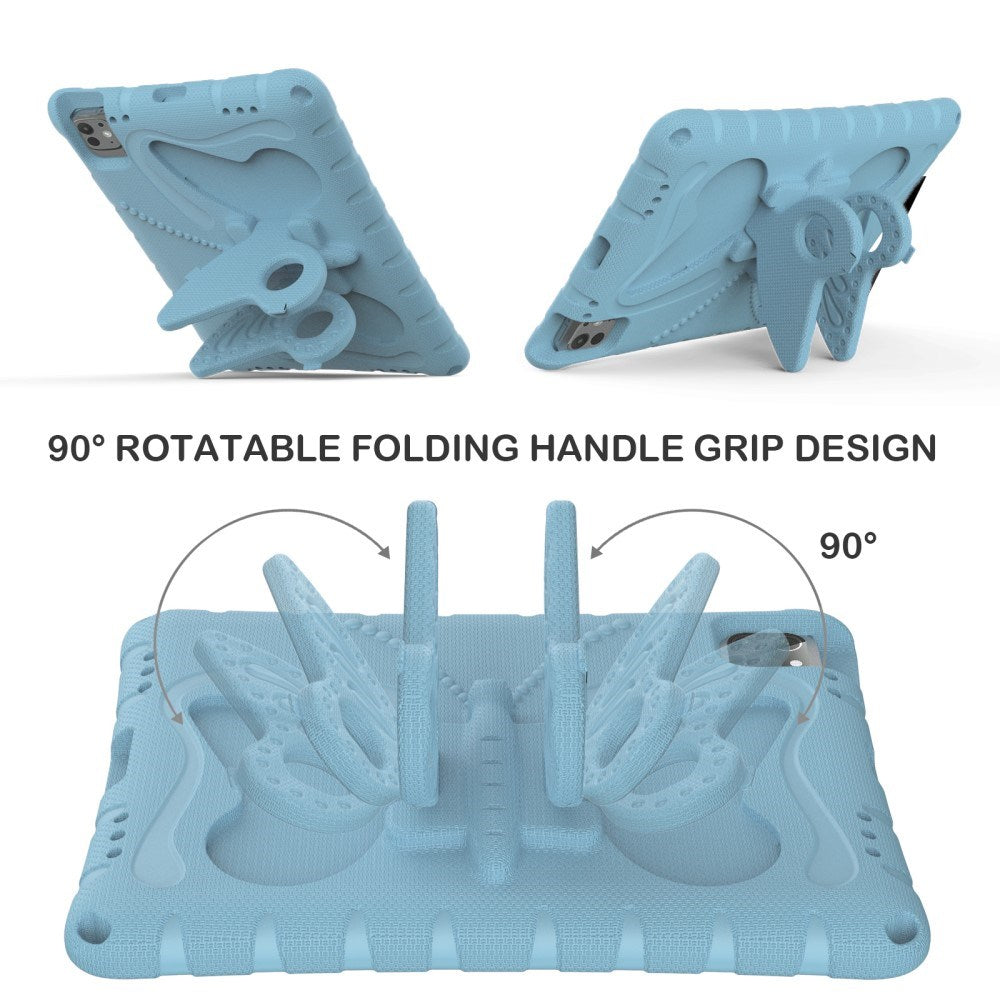 EIDERWOOD iPad Pro 11" (2025 / 2024) Barnskal med Stativfunktion - Fjäril - Ljusblå