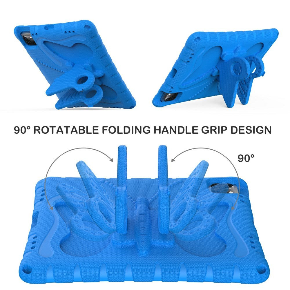 EIDERWOOD iPad Air 13" (2025 / 2024) / Pro 13" (2025 / 2024) / Pro 12.9" (2022-2018) Barnskal med Stativfunktion - Fjäril - Blå