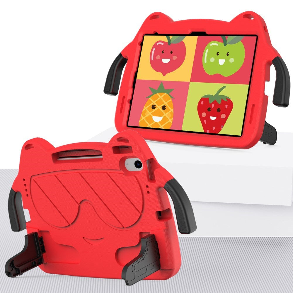 EIDERWOOD iPad Air 11" (2025 / 2024) Barnskal - Smiley - Stativ & Handtag - Röd