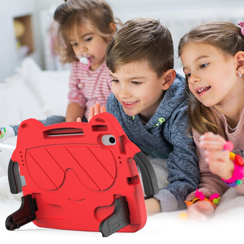 EIDERWOOD iPad Air 11" (2025 / 2024) Barnskal - Smiley - Stativ & Handtag - Röd