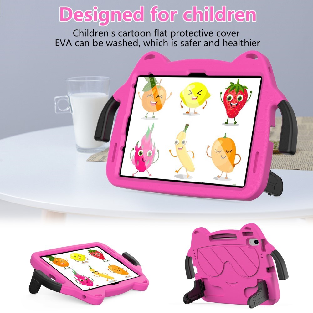 EIDERWOOD iPad Air 11" (2026 / 2025 / 2024) Barnskal - Smiley - Stativ & Handtag - Rosa