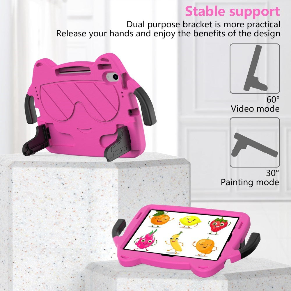 EIDERWOOD iPad Air 11" (2026 / 2025 / 2024) Barnskal - Smiley - Stativ & Handtag - Rosa
