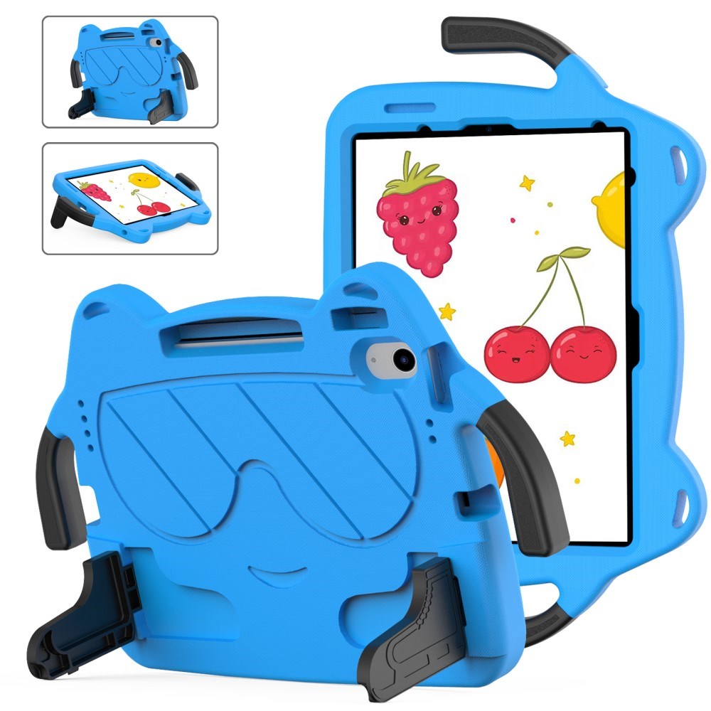 EIDERWOOD iPad Air 11" (2026 / 2025 / 2024) Barnskal - Smiley - Stativ & Handtag - Blå