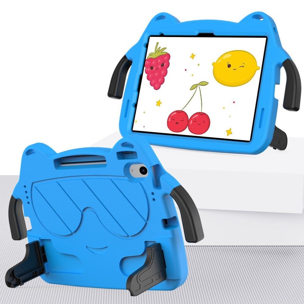 EIDERWOOD iPad Air 11" (2026 / 2025 / 2024) Barnskal - Smiley - Stativ & Handtag - Blå