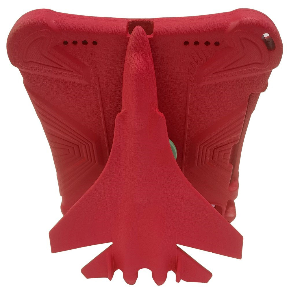 EIDERWOOD iPad Pro 11" (2025 / 2024) Barnskal med 360 Graders Stativfunktion - Flygplan - Röd