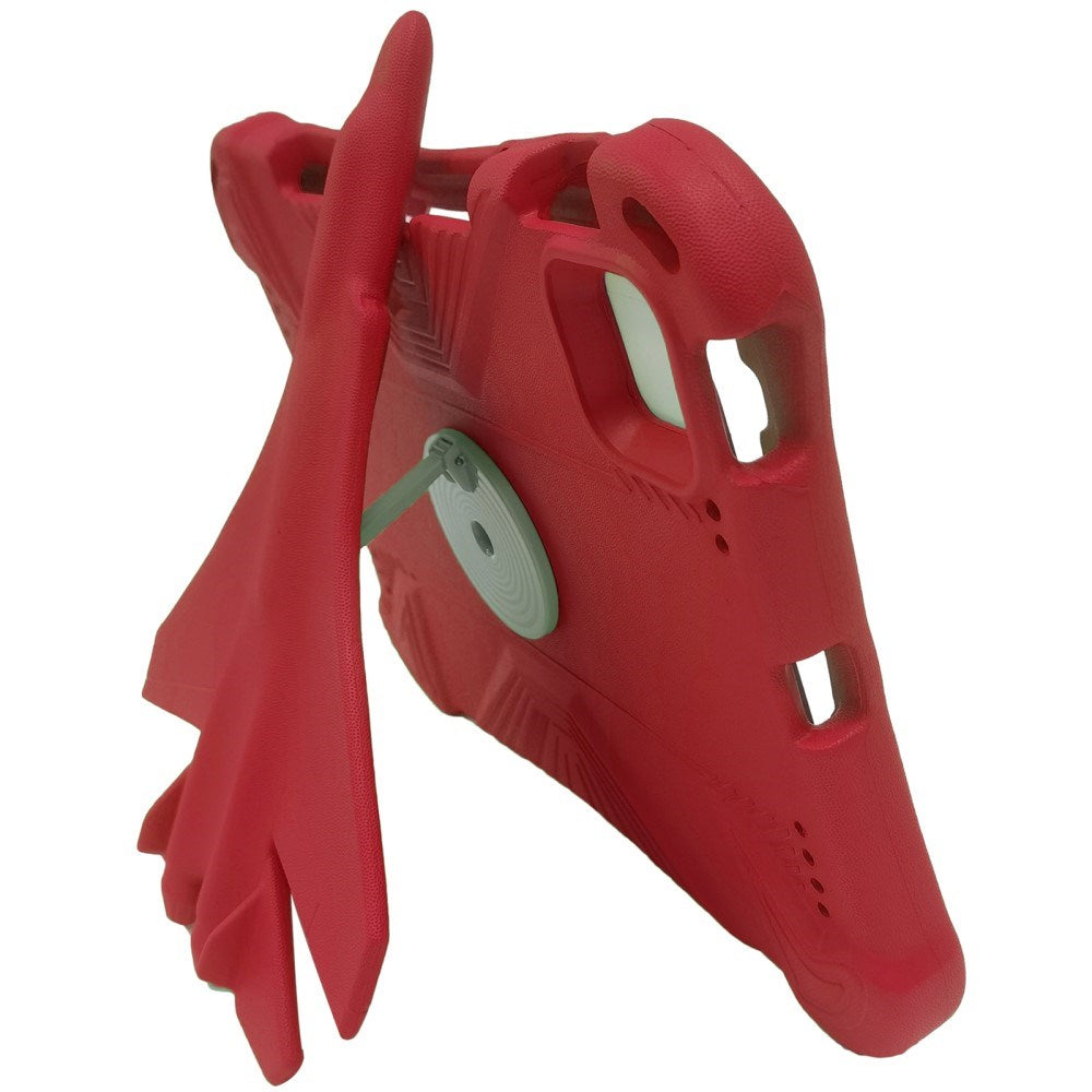 EIDERWOOD iPad Pro 11" (2025 / 2024) Barnskal med 360 Graders Stativfunktion - Flygplan - Röd