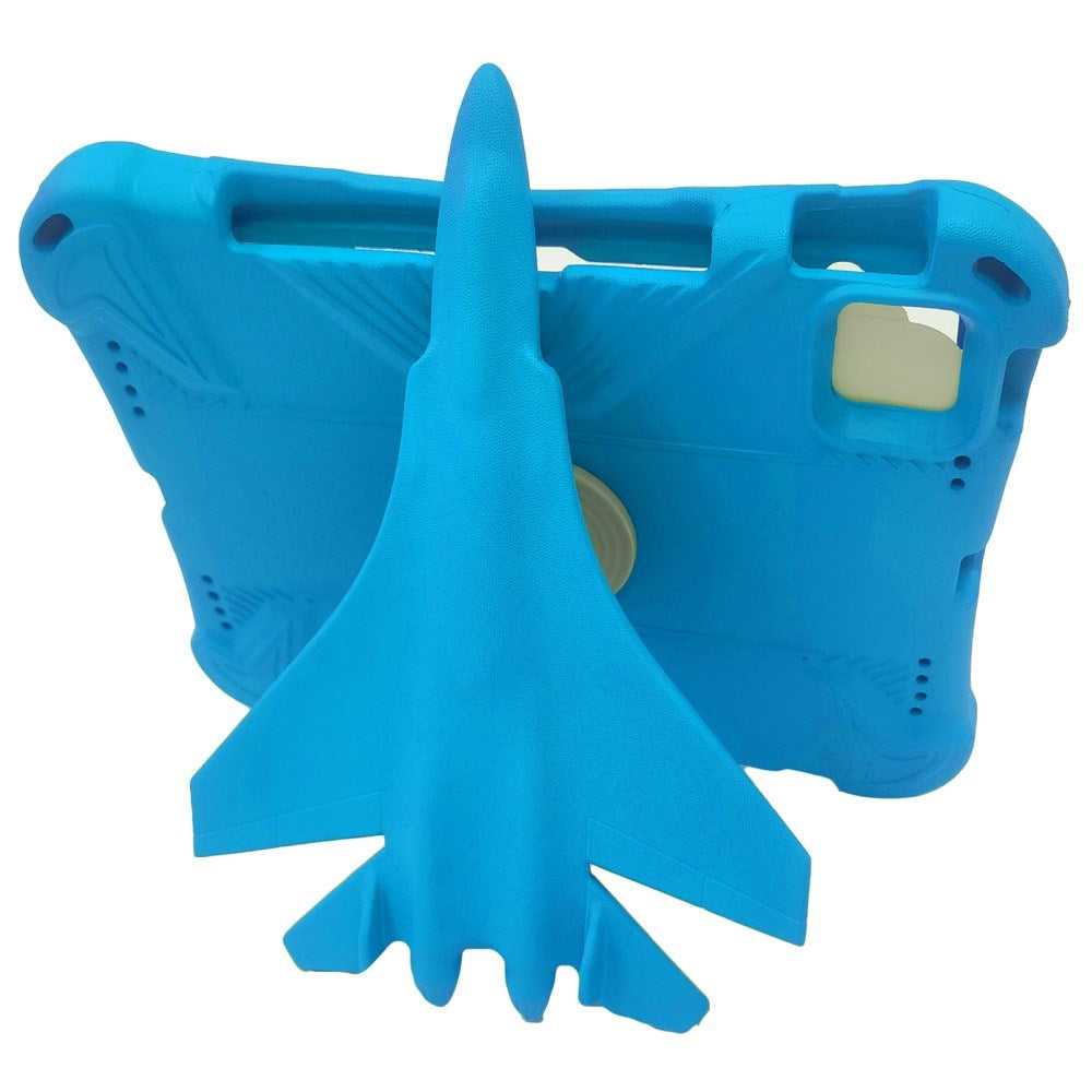 EIDERWOOD iPad Pro 11" (2025 / 2024) Barnskal med 360 Graders Stativfunktion - Flygplan - Blå