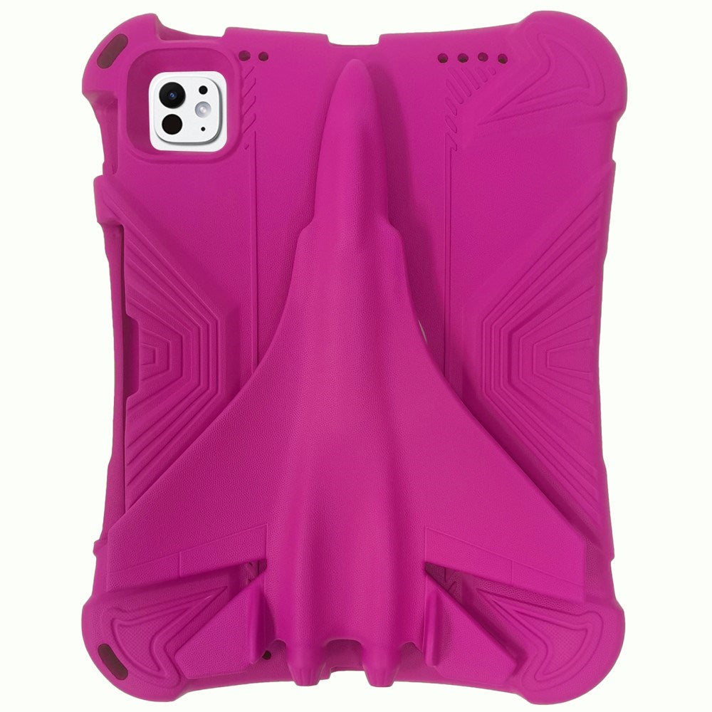 EIDERWOOD iPad Pro 11" (2025 / 2024) Barnskal med 360 Graders Stativfunktion - Flygplan - Rosa