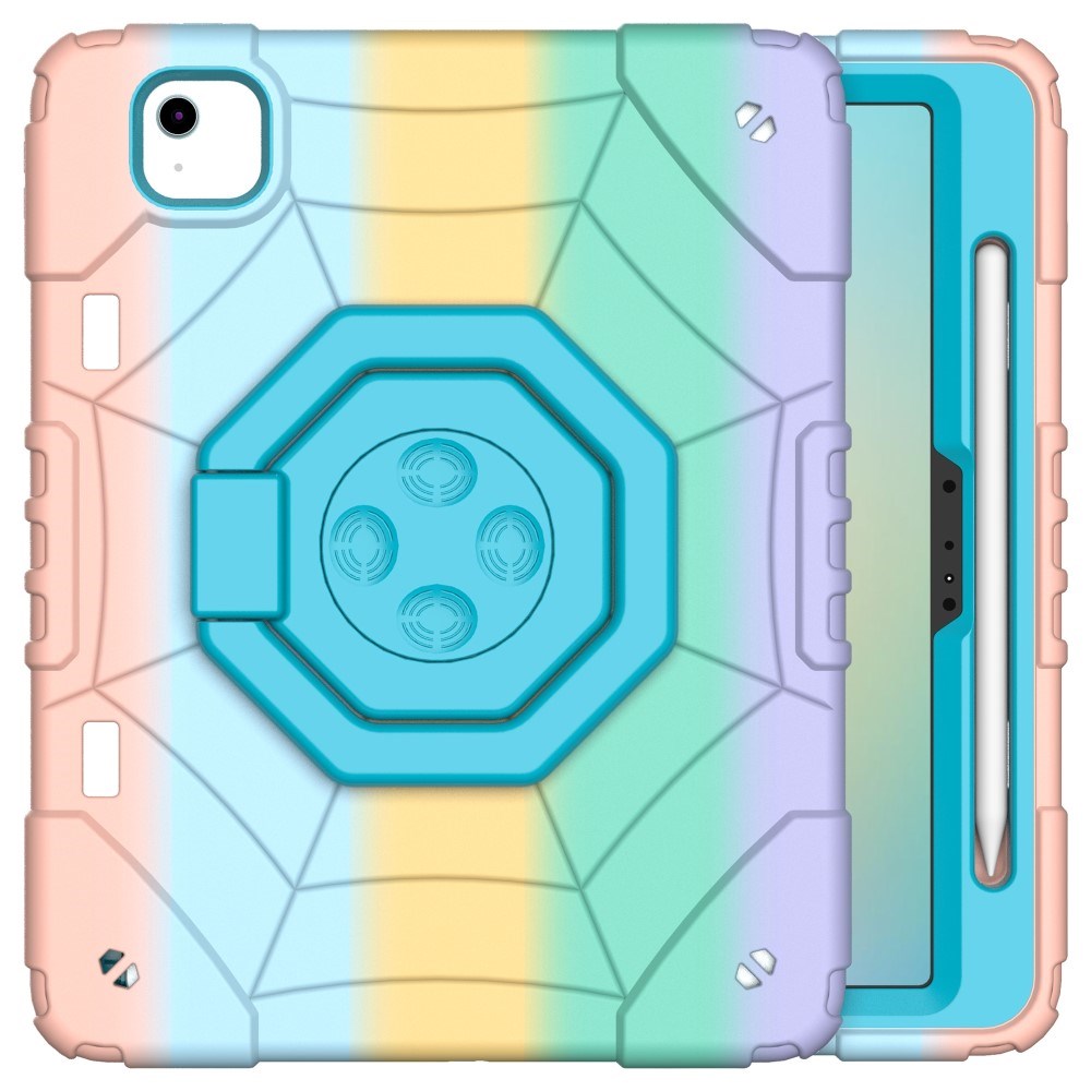 EIDERWOOD iPad Air 11" (2025 / 2024) Barnskal m. Stativ & Handtag - Regnbåge