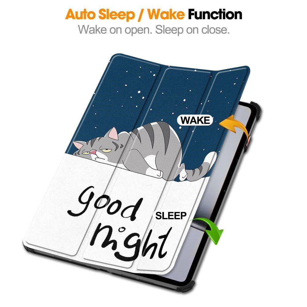 EIDERWOOD OnePlus Pad 2 Tri-Fold Tri-Fold Konstläder Fodral med Sleep-Wake Funktion - Katt