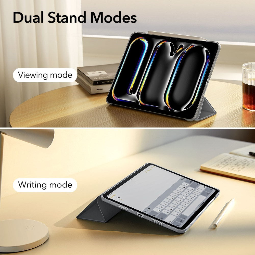 iPad Pro 13" (2025 / 2024) ESR Tri-Fold Fodral med Apple Pencil Holder - Grå