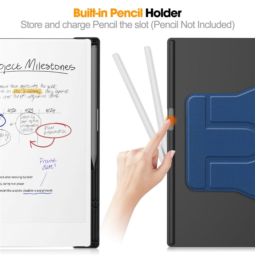 EIDERWOOD ReMarkable Paper Pro Konstläder Plast Fodral m. Penn Hållare - Blå