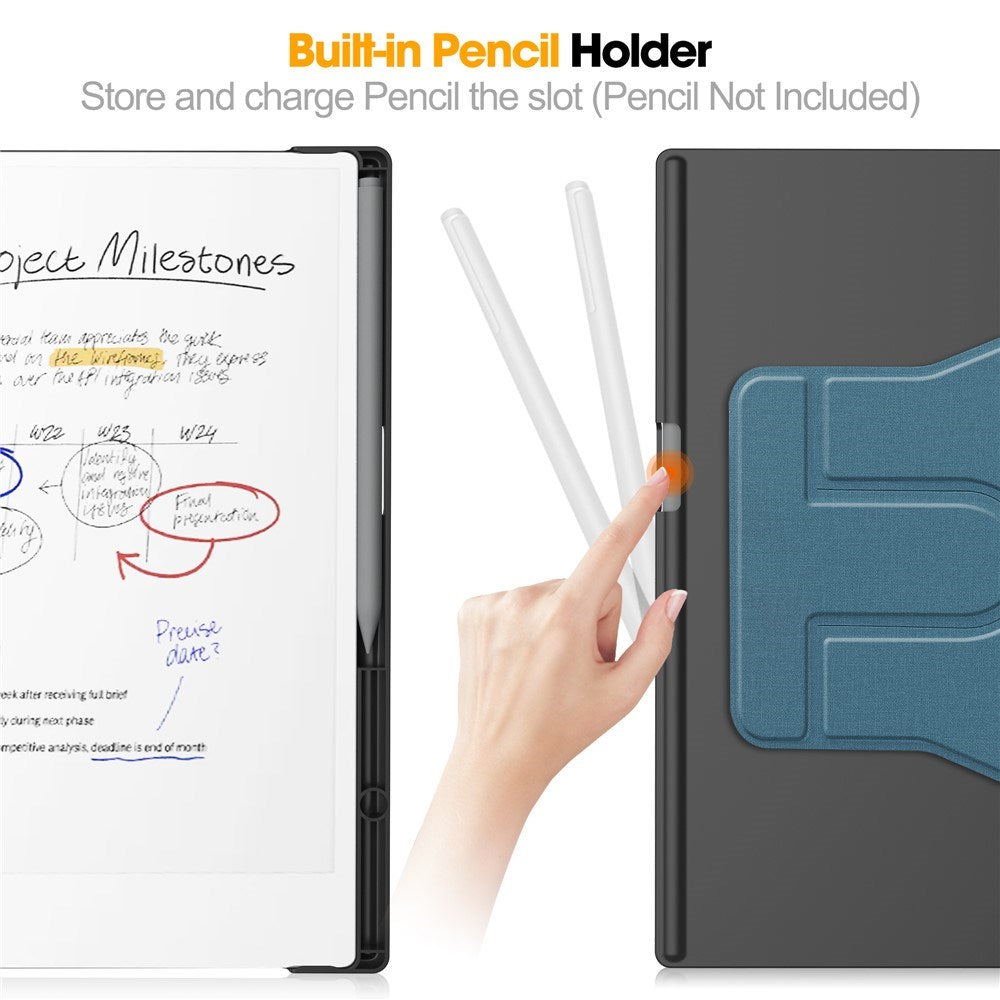 EIDERWOOD ReMarkable Paper Pro Konstläder Plast Fodral m. Penn Hållare - Ljusblå