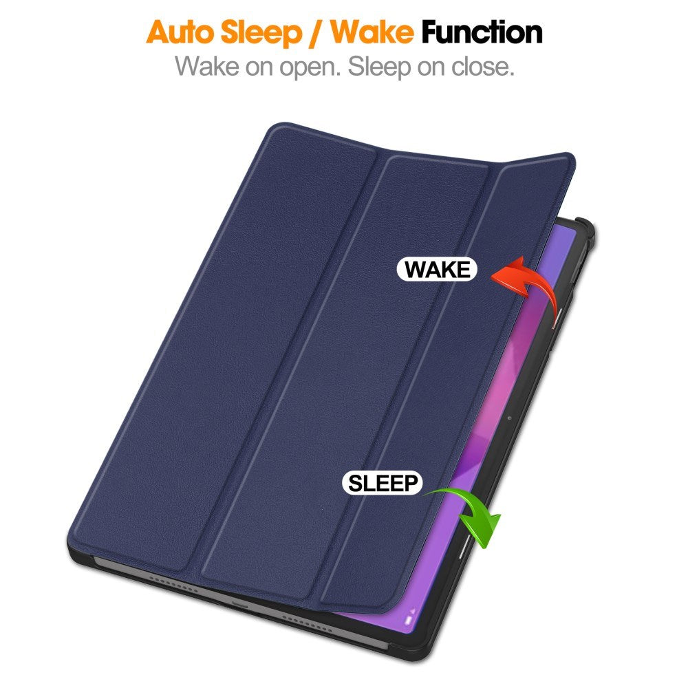 EIDERWOOD Lenovo IdeaTab Pro Konstläder Flip Fodral m. Stativfunktion & Pencil Hållare - Blå