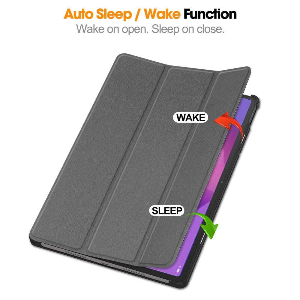 EIDERWOOD Lenovo IdeaTab Pro Konstläder Flip Fodral m. Stativfunktion & Pencil Hållare - Grå