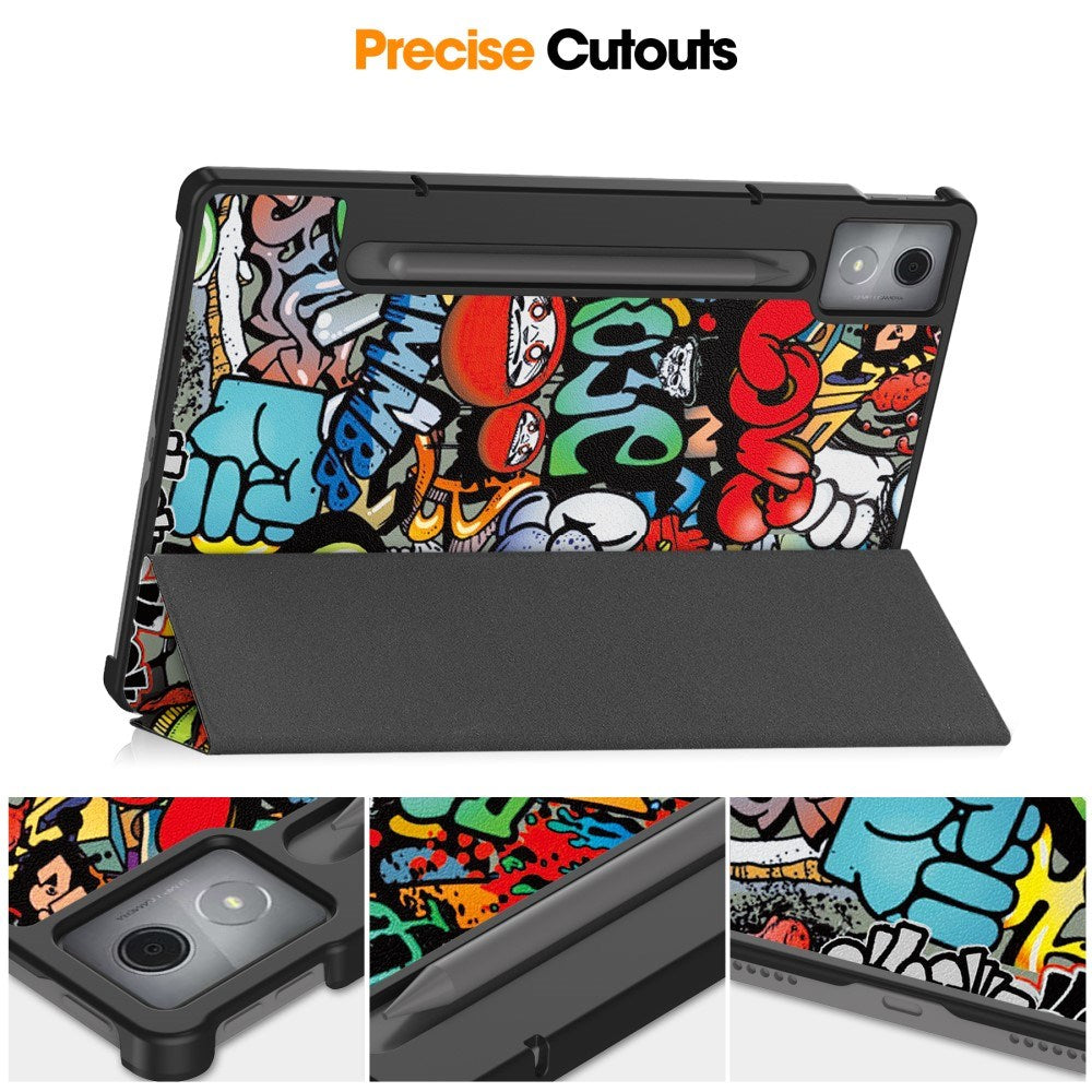 EIDERWOOD Lenovo IdeaTab Pro Tri-Fold Konstläder Flip Fodral m. Mönster - Graffiti