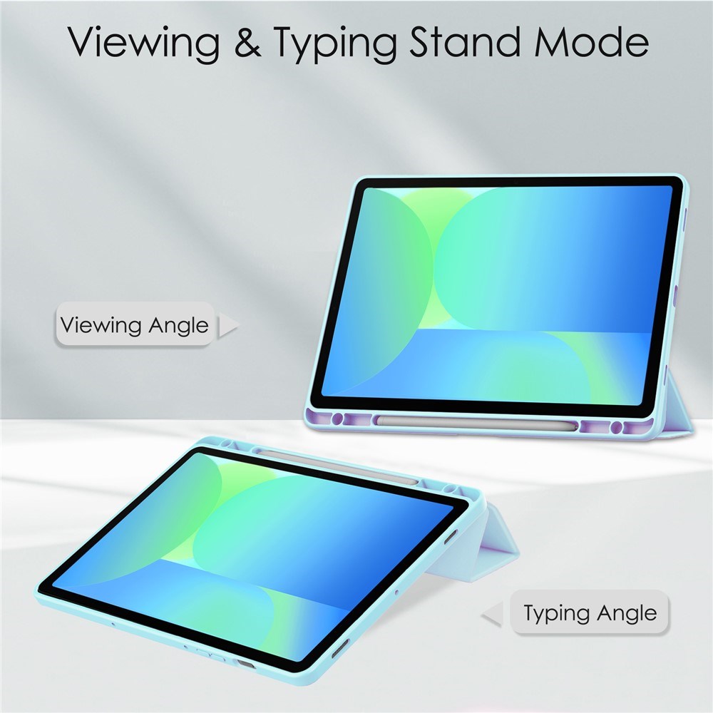 EIDERWOOD Samsung Galaxy Tab S10 Lite / S10 FE / S9 FE Fodral - Stativfunktion & Styluspennhållare - Genomskinlig / Ljusblå
