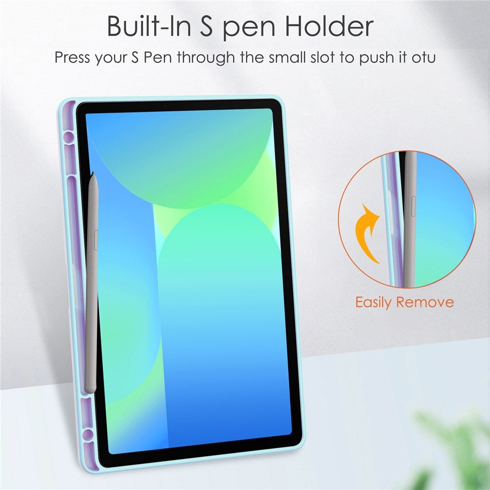 EIDERWOOD Samsung Galaxy Tab S10 Lite / S10 FE / S9 FE Fodral - Stativfunktion & Styluspennhållare - Genomskinlig / Ljusblå