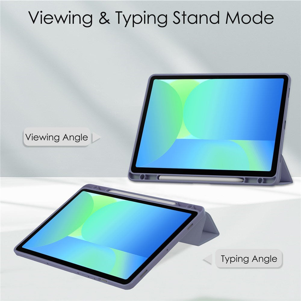 EIDERWOOD Samsung Galaxy Tab S10 Lite / S10 FE / S9 FE Fodral - Stativfunktion & Styluspennhållare - Genomskinlig / Grå Lila