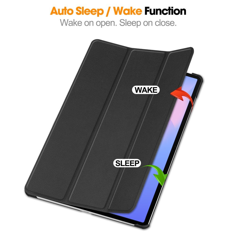 EIDERWOOD Samsung Galaxy Tab S10 FE+ (Plus) Konstläder Flip Fodral m. Stativfunktion & Pencil Hållare - Svart