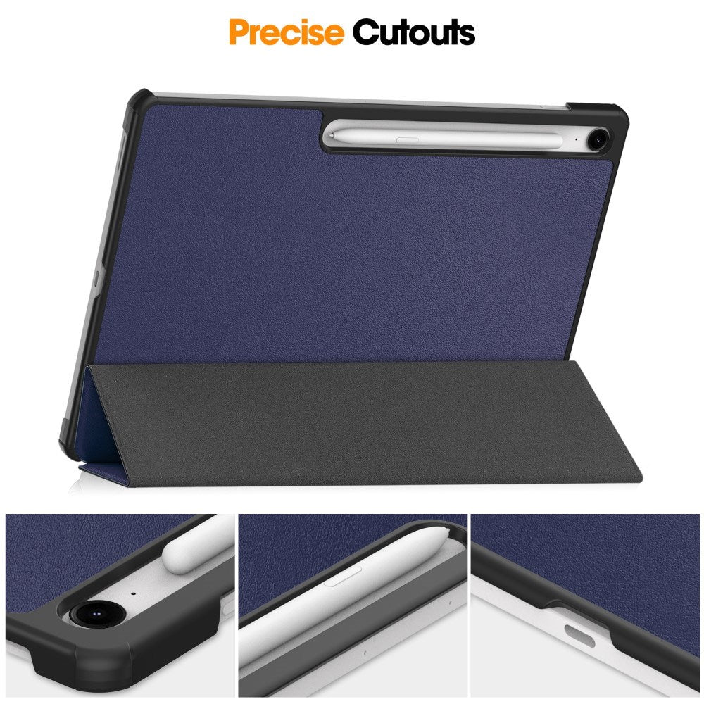 EIDERWOOD Samsung Galaxy Tab S10 FE+ (Plus) Konstläder Flip Fodral m. Stativfunktion & Pencil Hållare - Blå