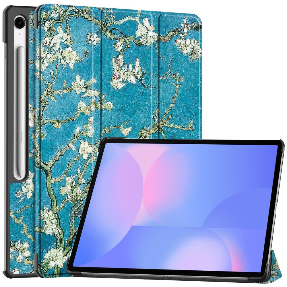 EIDERWOOD Samsung Galaxy Tab S10 FE+ (Plus) Tri-Fold Konstläder Flip Fodral m. Mönster - Blomma