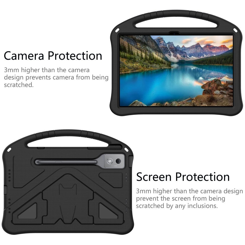 EIDERWOOD Lenovo Idea Tab Pro Anti-Drop Tablett Skal med Handtag och Stativfunktion - Svart