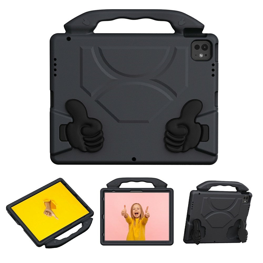 EIDERWOOD iPad Pro 12.9" (2022 / 2021 / 2020 / 2018) / Air 13" (2025 / 2024) / Pro 13" (2025 / 2024) Barn Skal m. Thumb Kickstand - Svart