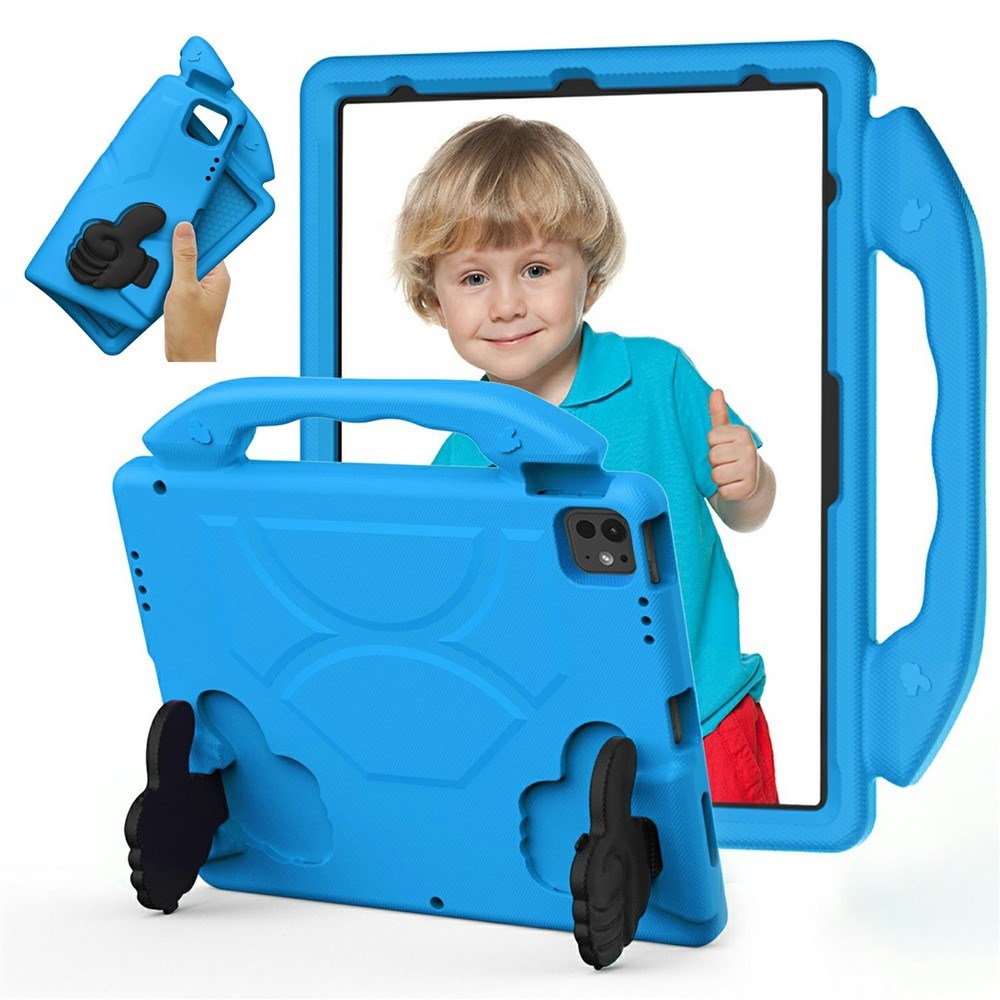 EIDERWOOD iPad Pro 12.9" (2022 / 2021 / 2020 / 2018) / Air 13" (2025 / 2024) / Pro 13" (2025 / 2024) Barn Skal m. Thumb Kickstand - Blå