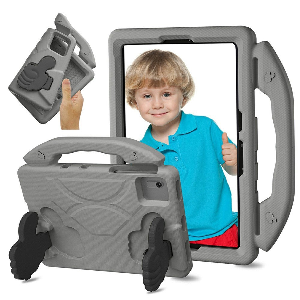 EIDERWOOD Xiaomi Redmi Pad 2 / SE / 6 / 5 / Lenovo Tab M11 / Samsung Galaxy Tab S10 FE / S9 FE / S9 / S8 / S7 Barn Skal m. Thumb Kickstand - Grå