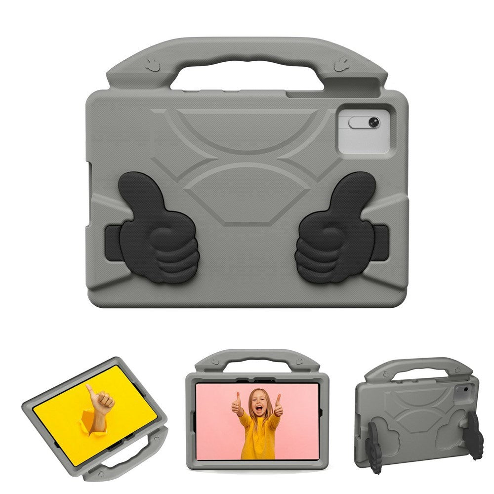 EIDERWOOD Xiaomi Redmi Pad 2 / SE / 6 / 5 / Lenovo Tab M11 / Samsung Galaxy Tab S10 FE / S9 FE / S9 / S8 / S7 Barn Skal m. Thumb Kickstand - Grå