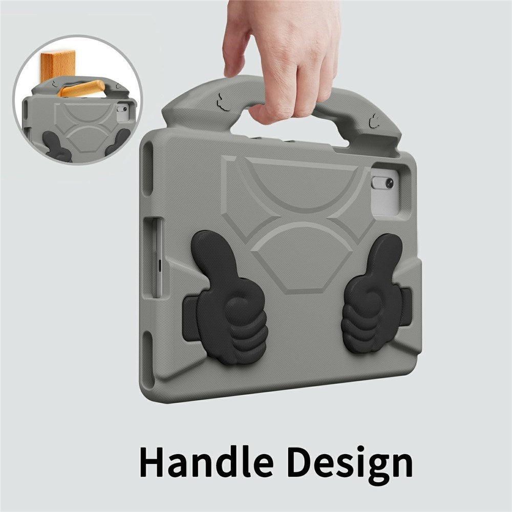 EIDERWOOD Xiaomi Redmi Pad 2 / SE / 6 / 5 / Lenovo Tab M11 / Samsung Galaxy Tab S10 FE / S9 FE / S9 / S8 / S7 Barn Skal m. Thumb Kickstand - Grå