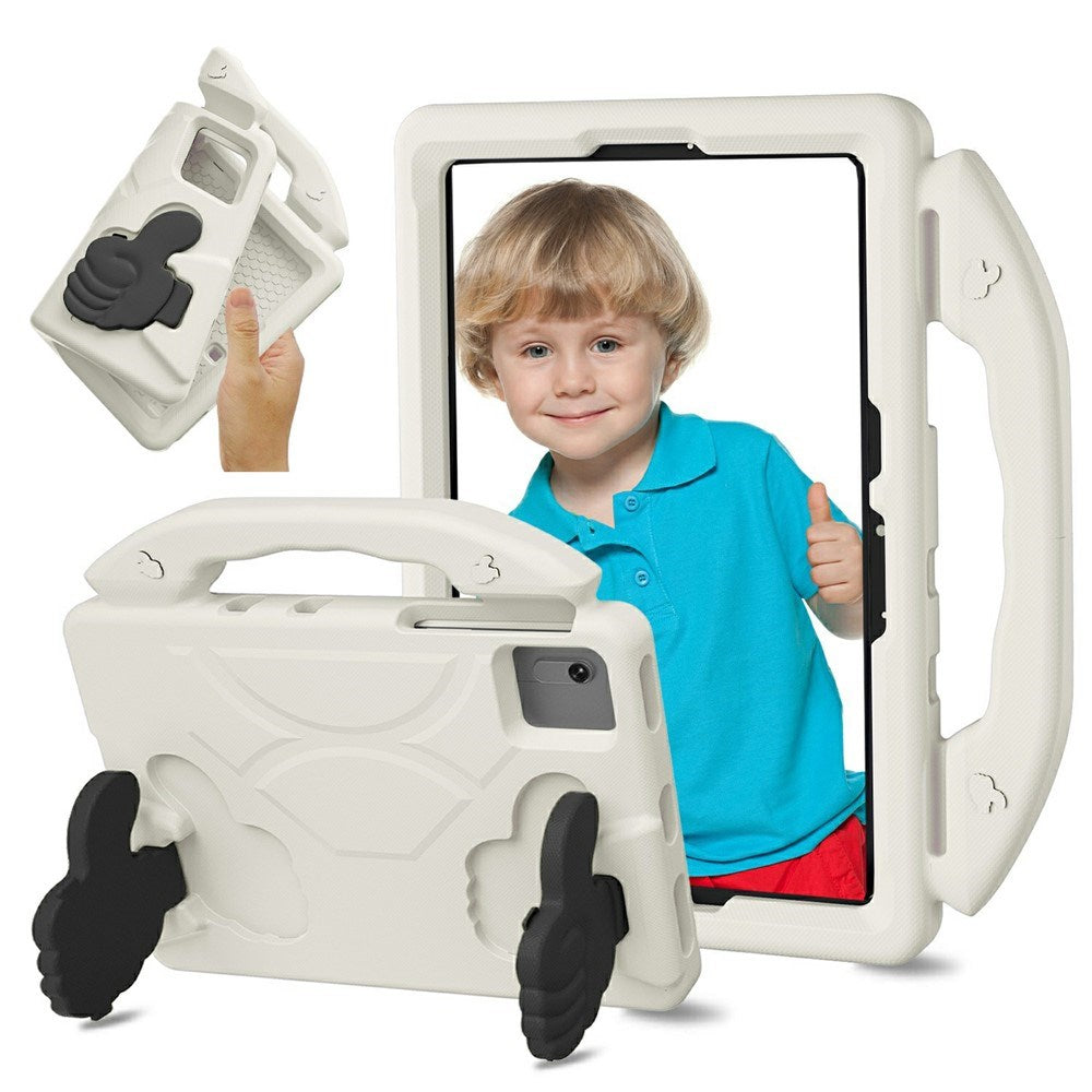 EIDERWOOD Xiaomi Redmi Pad 2 / SE / 6 / 5 / Lenovo Tab M11 / Samsung Galaxy Tab S10 FE / S9 FE / S9 / S8 / S7 Barn Skal m. Thumb Kickstand - Vit