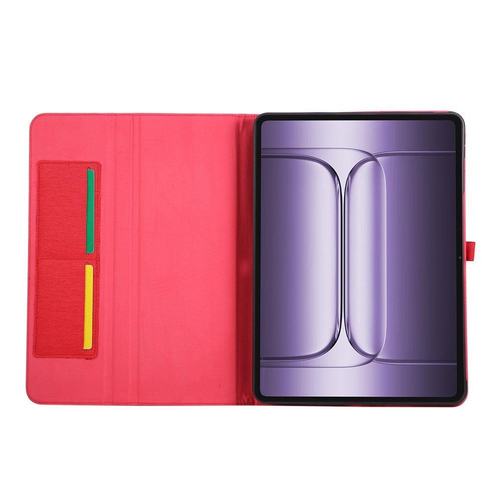 OnePlus Pad 3 Konstläder Fodral m. Korthållare & Ställfunktion - Röd