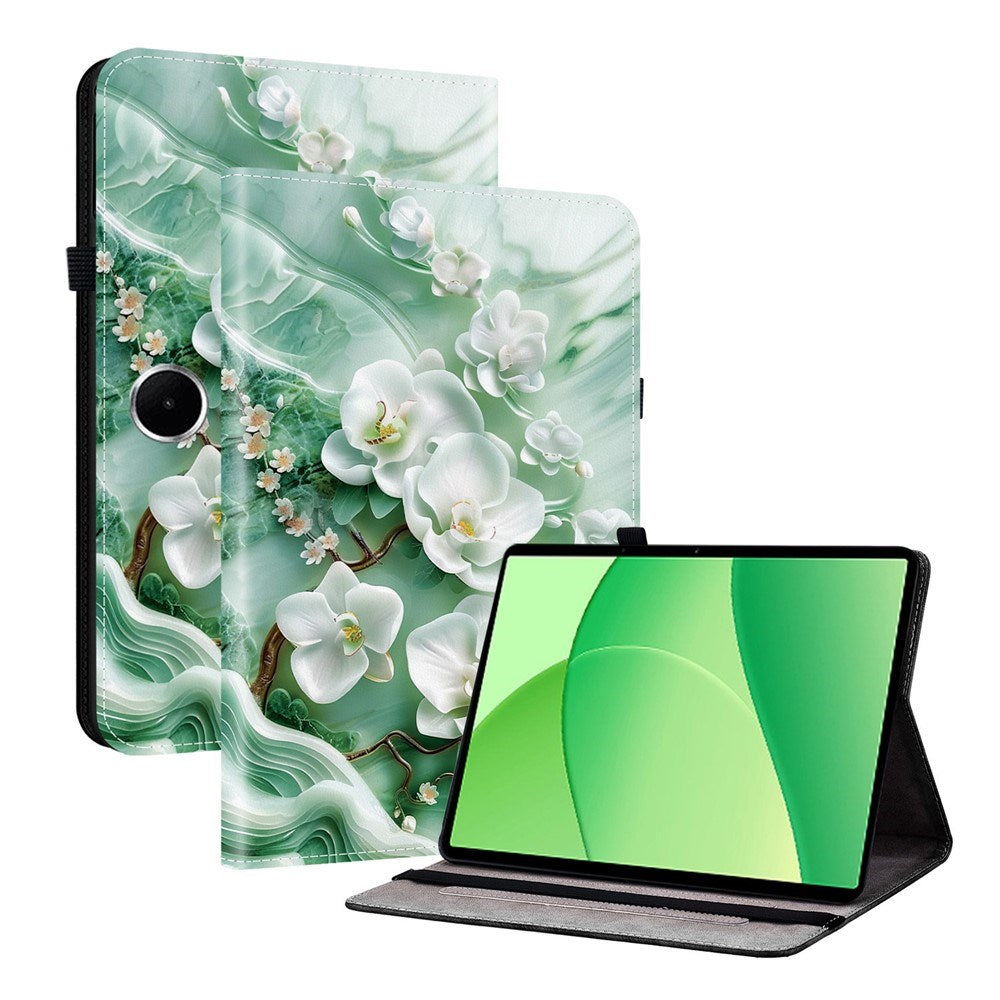 OnePlus Pad Lite EIDERWOOD Konstläder Fodral med Motiv - Blommor / Vit