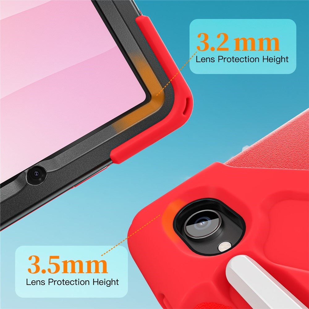 EIDERWOOD Samsung Galaxy Tab S11 Stötsäkert Skal med 360 Graders Roterbart Stativ & Kardborreband - Röd