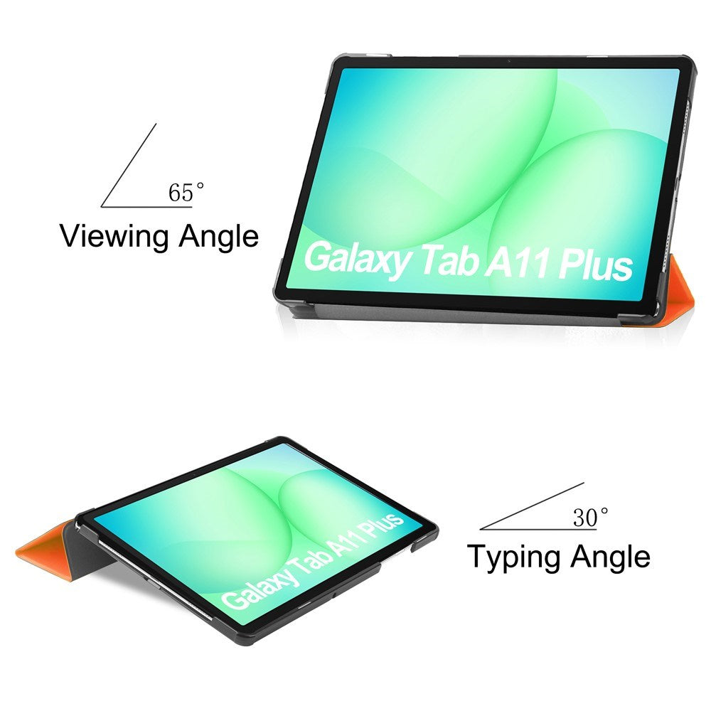Samsung Galaxy Tab A11+ (Plus) EIDERWOOD Konstläder Fodral med Stativfunktion - Orange
