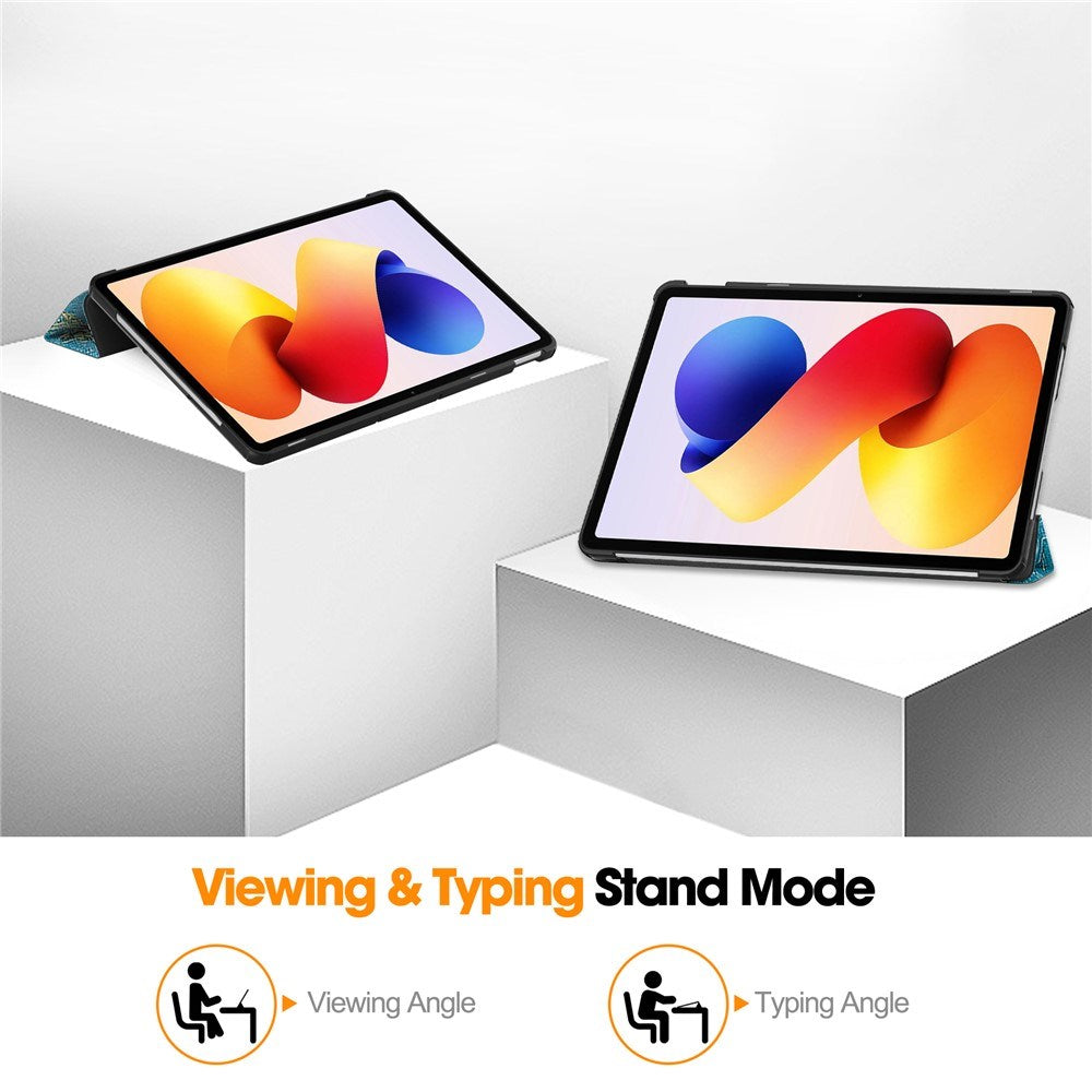 Xiaomi Redmi Pad 2 Pro EIDERWOOD Konstläder Fodral med Motiv - Blommor
