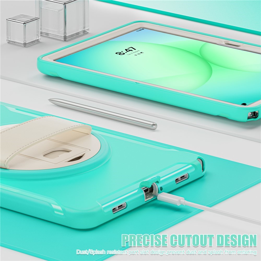 Samsung Galaxy Tab A11+ (Plus) EIDERWOOD Stötsäkert Skal med 360 Graders Roterbart Stativ - Turkos