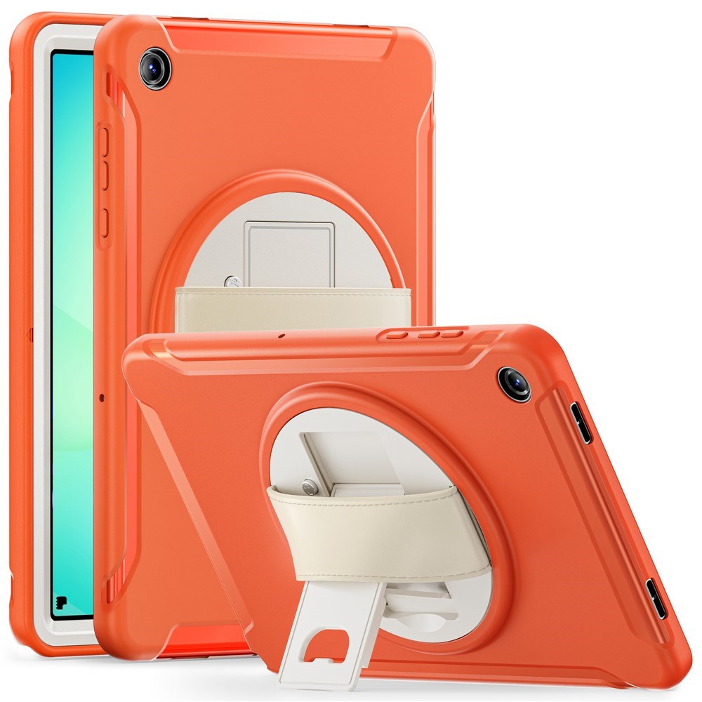 Samsung Galaxy Tab A11+ (Plus) EIDERWOOD Stötsäkert Skal med 360 Graders Roterbart Stativ - Orange