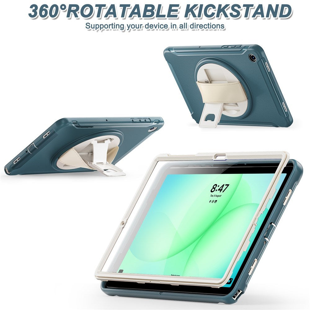 Samsung Galaxy Tab A11+ (Plus) EIDERWOOD Stötsäkert Skal med 360 Graders Roterbart Stativ - Grön