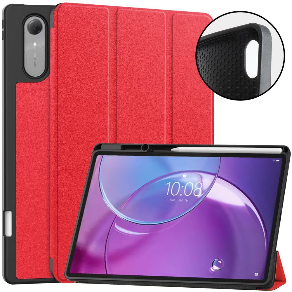Lenovo Idea Tab Pro (2. Gen.) 13" EIDERWOOD Konstläder Fodral m. Stativfunktion & Pencil Hållare - Rød